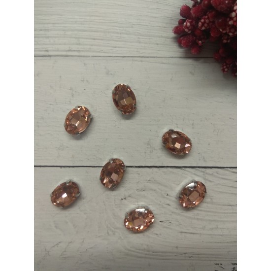 Стразы пришивные 14 мм "Овал", персиковый, цена за 1 шт